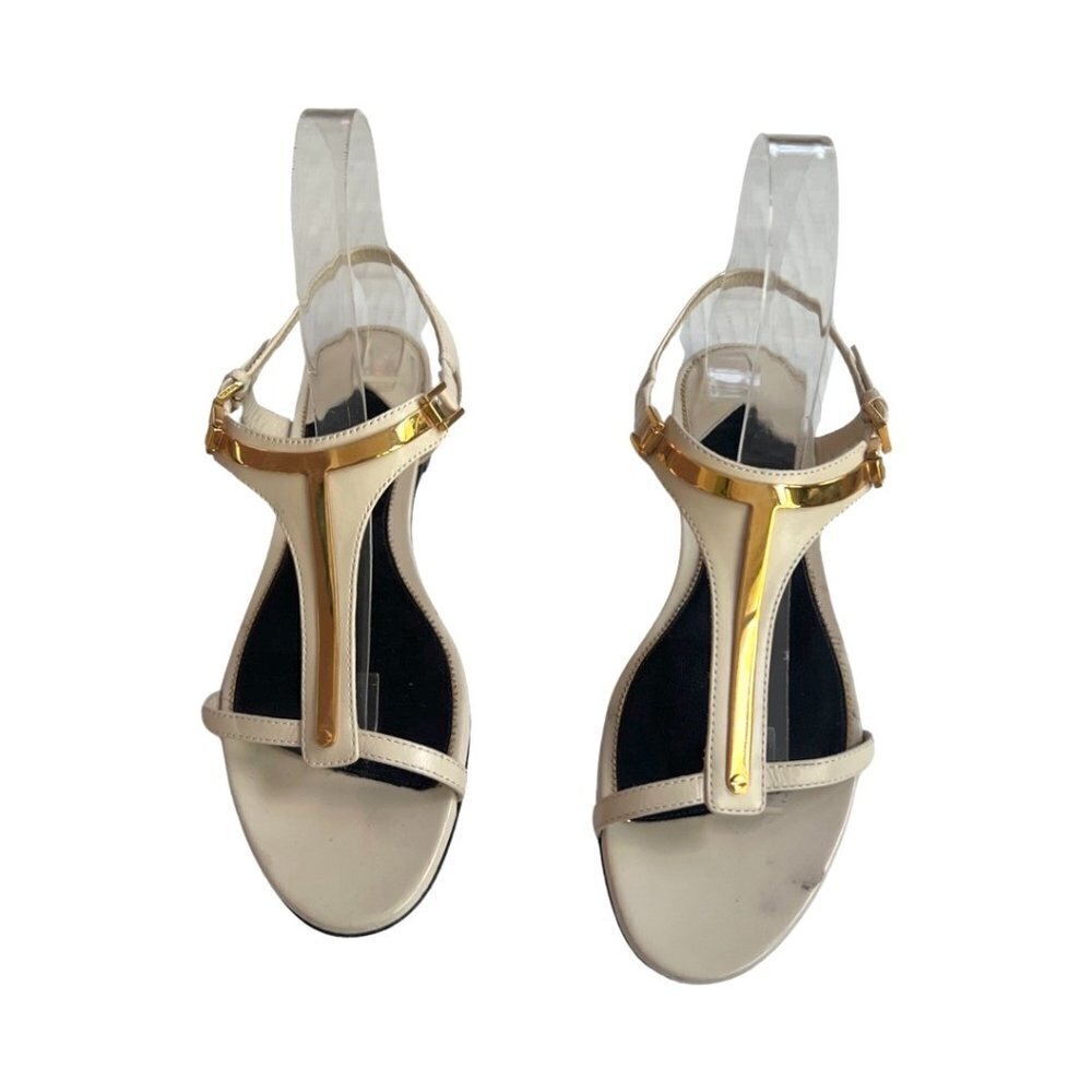 Tom Ford off white leather T strap sandals size 38